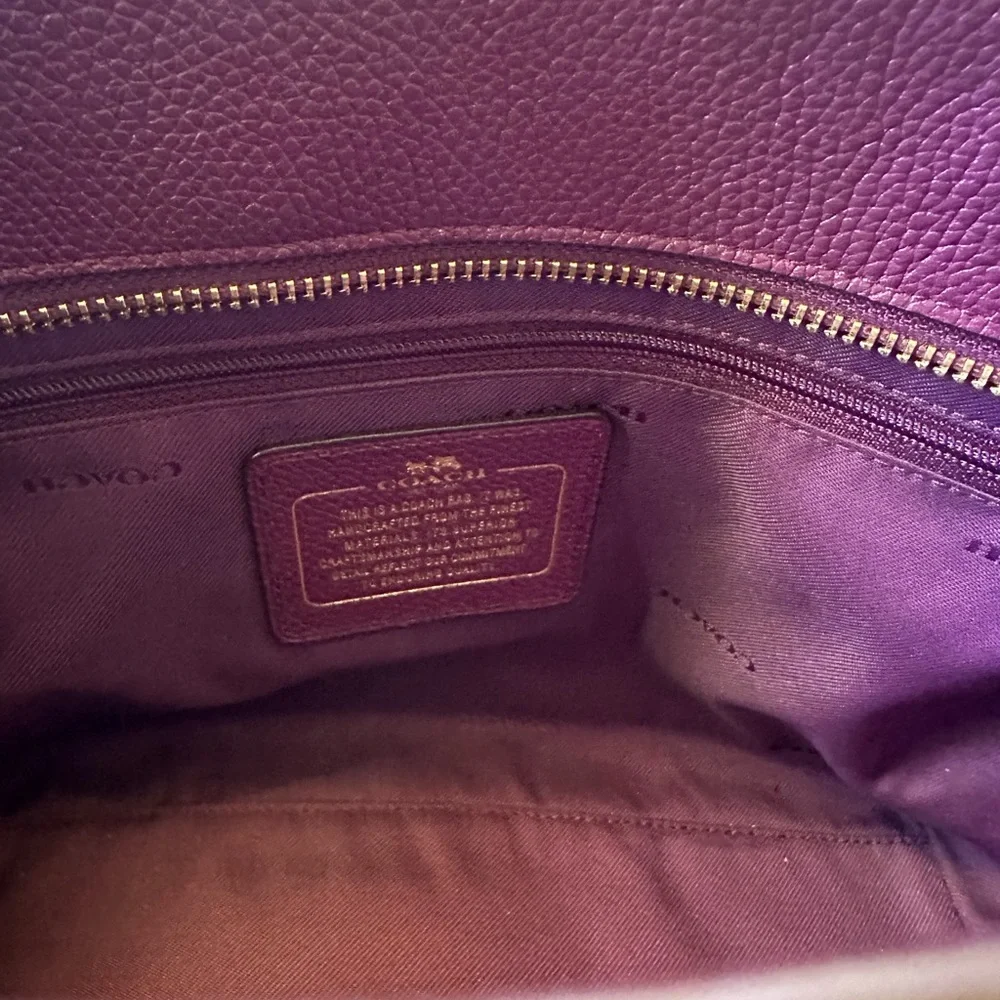 COACH Women's Pebbled Small Sophia Tote #36604 Dust Bag. Color Plum